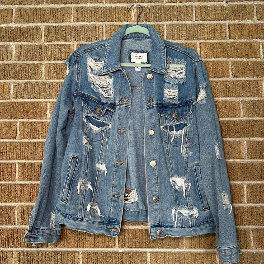 Forever 21 Distressed Denim Jacket